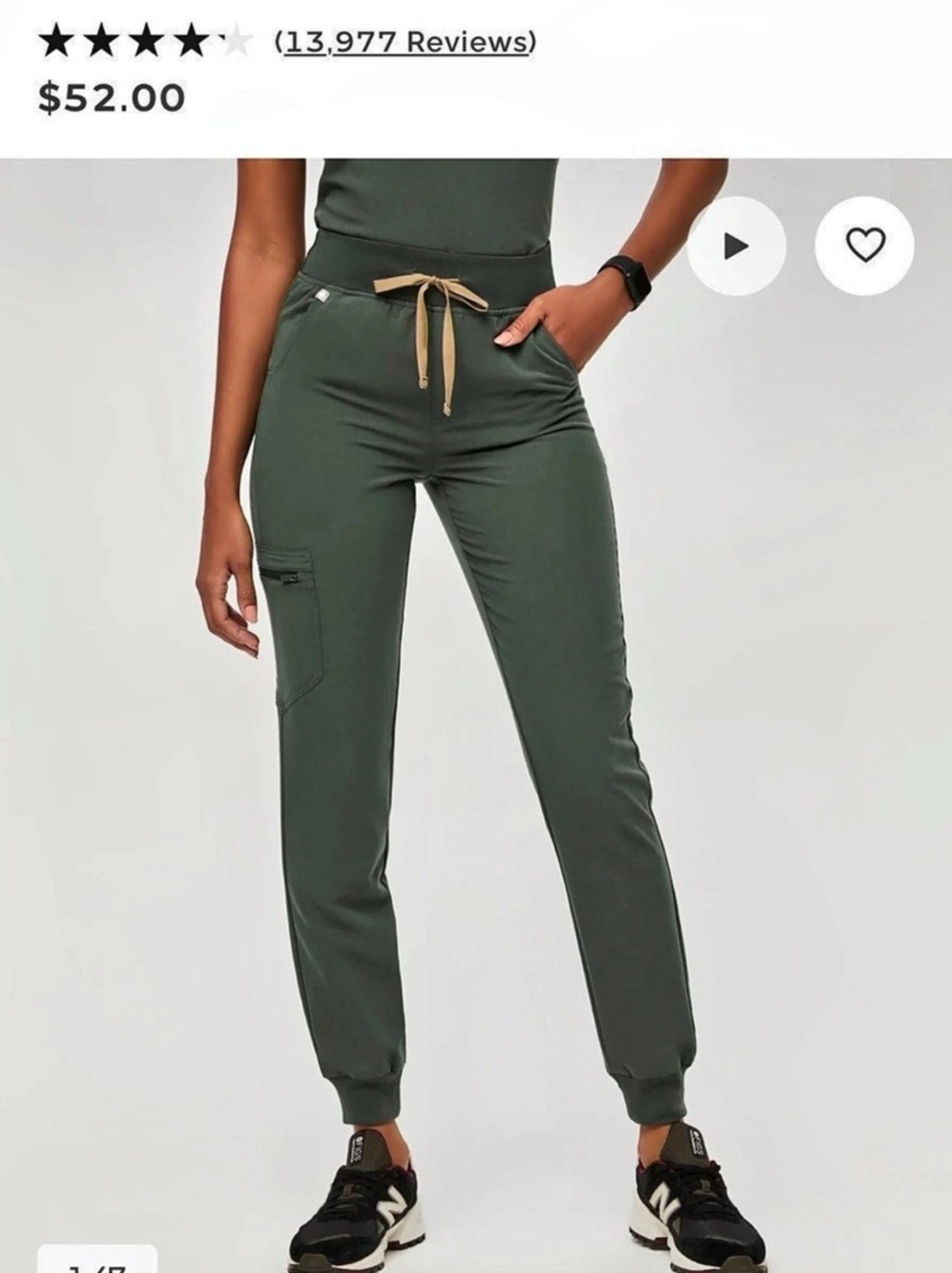 FIGS Zamora High-Rise Jogger Scrub Pant Green